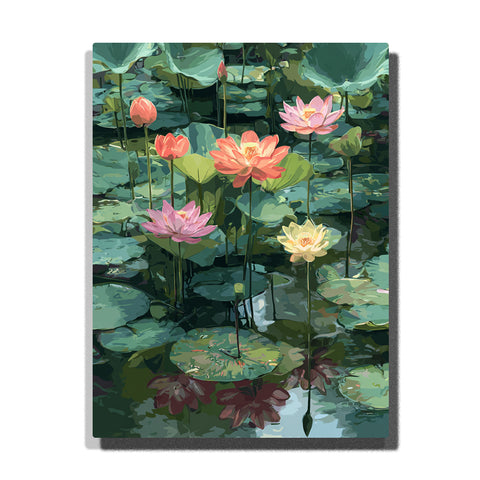 lotus pond flowers zen calm water paint by numbers spiritual wall art