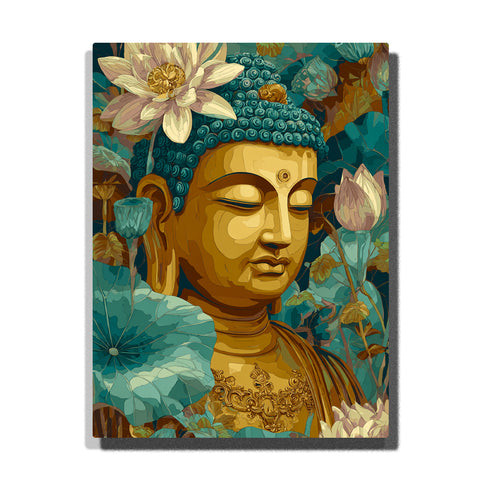 sacred golden buddha lotus blossoms paint by numbers zen spiritual wall decor