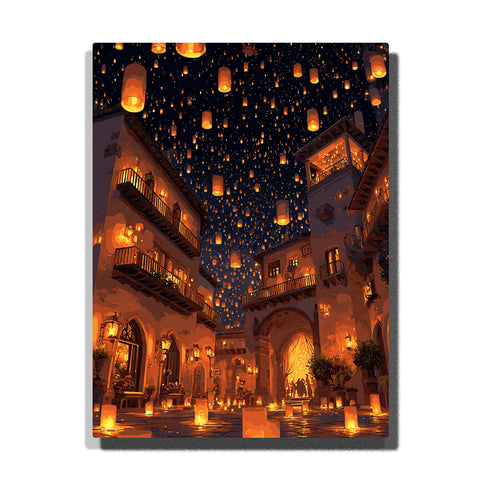 sky lantern prayer night paint by numbers floating lanterns spiritual zen wall decor