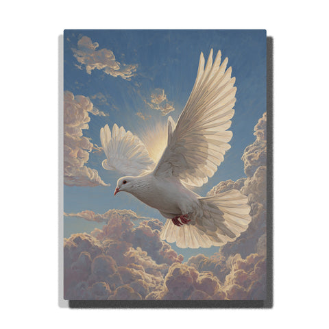 white dove flying in sunlit clouds paint by numbers christian art DIY painting kit for adults PaintEasy