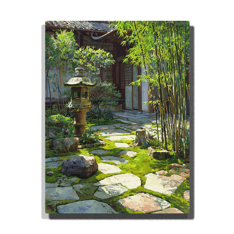zen garden bamboo stone path paint by numbers buddha zen landscape wall decor