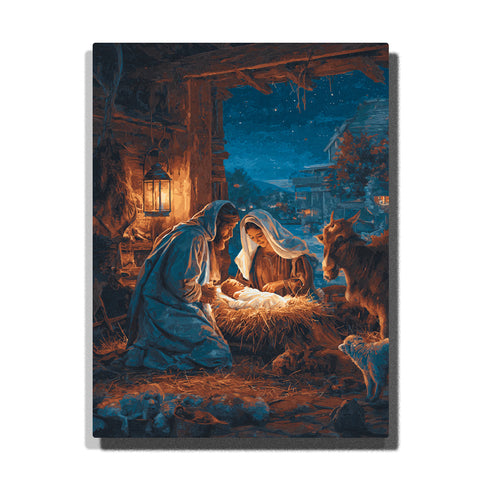 nativity scene baby jesus manger night light paint by numbers christian wall decor