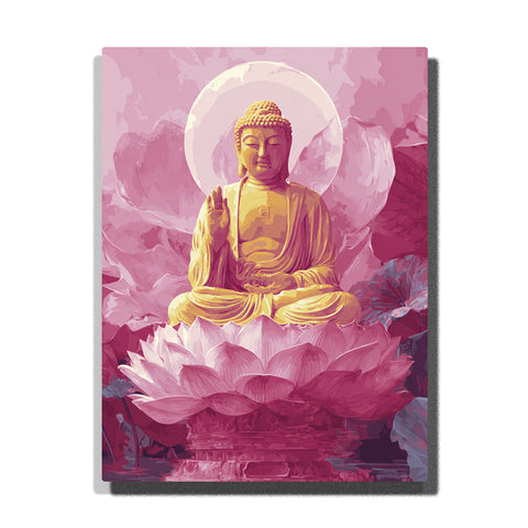 golden buddha pink lotus halo zen celestial paint by numbers wall art
