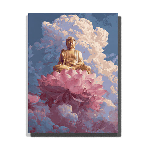 golden buddha on lotus cloud sky paint by numbers spiritual zen wall art