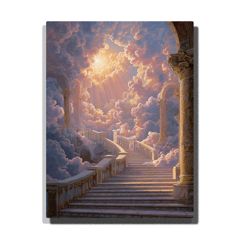 heavenly stairway through clouds sunlight paint by numbers christian sky architecture wall decor