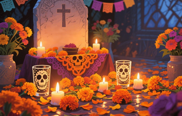 Paint by Numbers：Abode of Souls A Day of the Dead Altar Adorned with Flowers, Candles, and Offerings Painting Kit