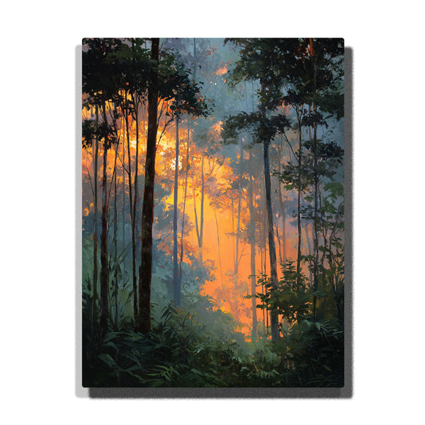 🌿 Rainforest Sunrise Glow Paint by Numbers Kit | Tropical Forest Light | PaintEasy