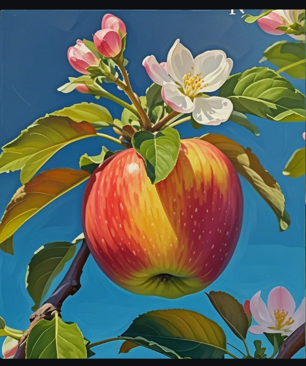 Paint by Numbers：Apple Blossom Promise Blooming Apple Flowers and Plump Fruit DIY Paint by Numbers Kit