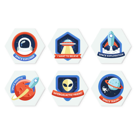 Portable Mini Paint by Numbers Set (6 in) For Kids with astronaut, rocket, UFO, alien, planet and space exploration designs
