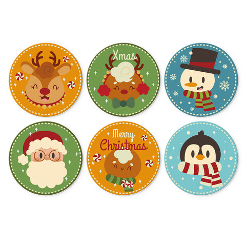 Portable Mini Paint by Numbers Set (6 in) For Kids featuring reindeer, snowman, Santa Claus, penguin, gingerbread and Christmas character face designs