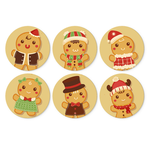 Portable Mini Paint by Numbers Set (6 in) For Kids featuring gingerbread Christmas characters in Santa hats, winter dresses, top hat and reindeer costume