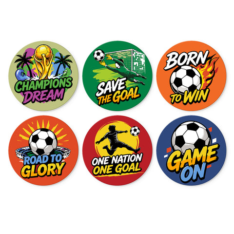 Portable Mini Paint by Numbers Set (6 in) For Kids featuring soccer goalkeeper, football player, championship trophy, stadium and motivational sports designs