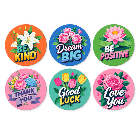 Portable Mini Paint by Numbers Set (6 in) For Kids featuring roses, lilies, lotus flowers, tulips and positive Be Kind, Dream Big, Thank You and Love You messages