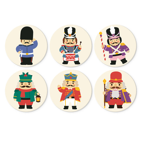 Portable Mini Paint by Numbers Set (6 in) For Kids featuring nutcracker soldiers, royal Christmas guards, drummer, lantern and colorful uniform designs