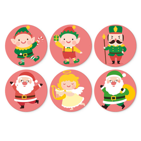 Portable Mini Paint by Numbers Set (6 in) For Kids featuring Christmas elves, Santa Claus, nutcracker soldier, angel, candy cane, gifts and holiday characters