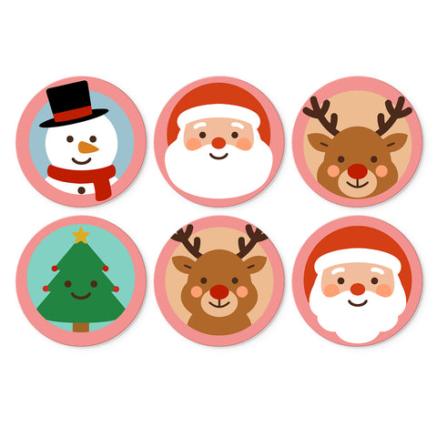 Portable Mini Paint by Numbers Set (6 in) For Kids featuring Santa Claus, reindeer, snowman and smiling Christmas tree character face designs