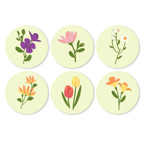 Portable Mini Paint by Numbers Set (6 in) For Kids featuring tulips, lilies, purple blossoms, white flowers, orange blooms and botanical stems