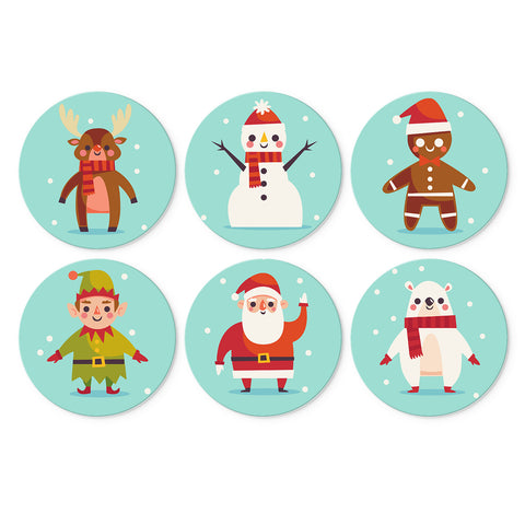 Portable Mini Paint by Numbers Set (6 in) For Kids featuring reindeer, snowman, gingerbread character, Christmas elf, Santa Claus and polar bear