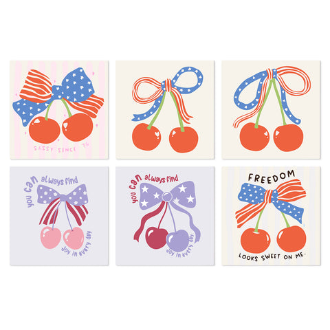 Portable Mini Paint by Numbers Set (6 in) For Kids with cherry bows, fruit illustrations, ribbon patterns, stars and cute fashion designs