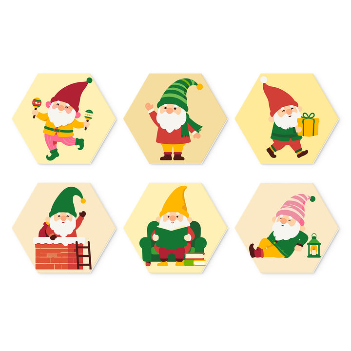 Portable Mini Paint by Numbers Set (6 in) For Kids with Christmas gnome characters, holiday hats, gifts, fireplace, lantern and winter designs