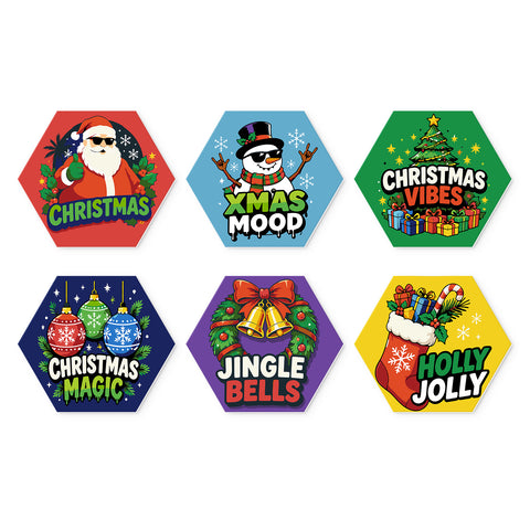 Portable Mini Paint by Numbers Set (6 in) For Kids with Santa Claus, snowman, Christmas ornaments, jingle bells, stocking and holiday icon designs