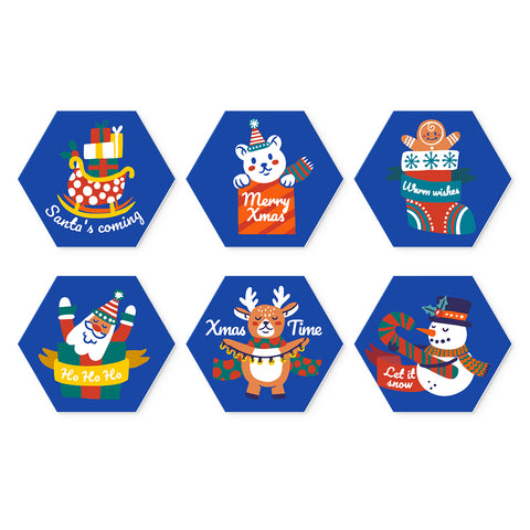 Portable Mini Paint by Numbers Set (6 in) For Kids with Santa Claus, snowman, reindeer, gingerbread character, Christmas gifts and holiday designs