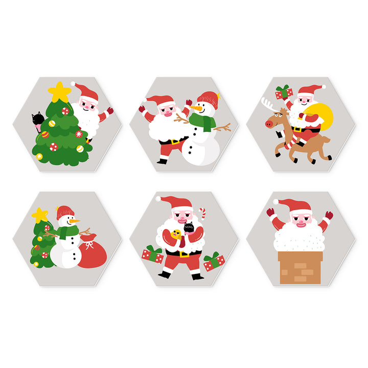 Portable Mini Paint by Numbers Set (6 in) For Kids with Santa Claus, snowman, Christmas tree, reindeer, gifts and winter holiday designs