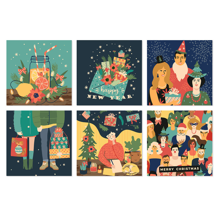 Portable Mini Paint by Numbers Set (6 in) For Kids with Christmas gifts, Santa celebration, holiday drinks, presents, Christmas decorations and festive party designs