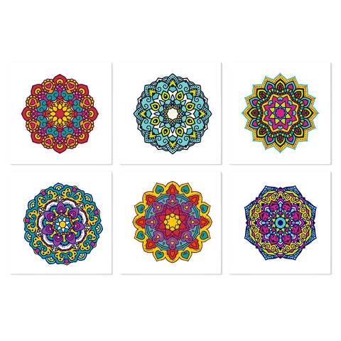 Portable Mini Paint by Numbers Set (6 in) For Kids with colorful mandala patterns, geometric circles, symmetrical designs and decorative artwork
