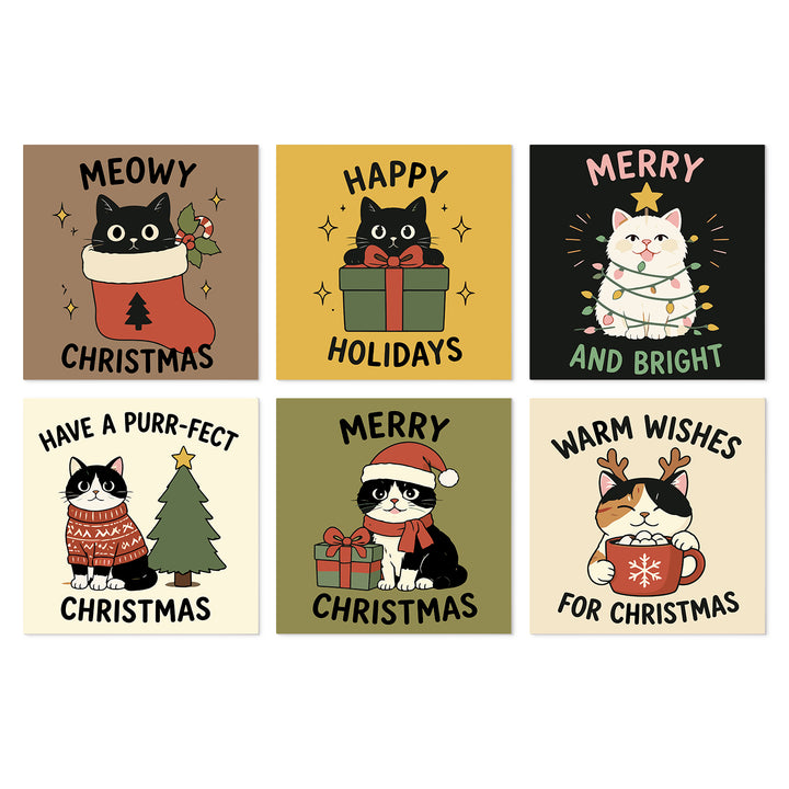 Portable Mini Paint by Numbers Set (6 in) For Kids with Christmas cats, Santa hat, holiday messages, gifts, Christmas tree and festive designs