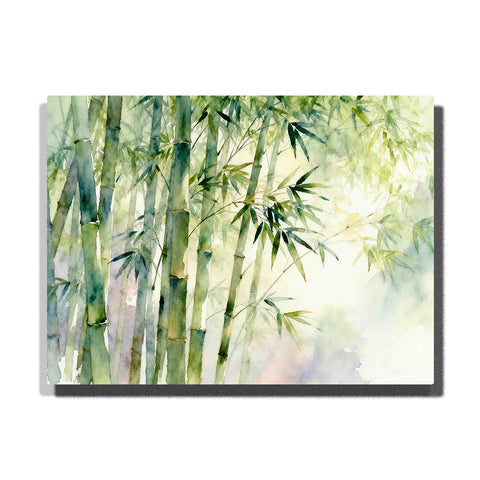 Bamboo Landscape Paint by Numbers For Adults featuring tall green bamboo stalks, delicate leaves, layered foliage and soft sunlight filtering through a misty grove