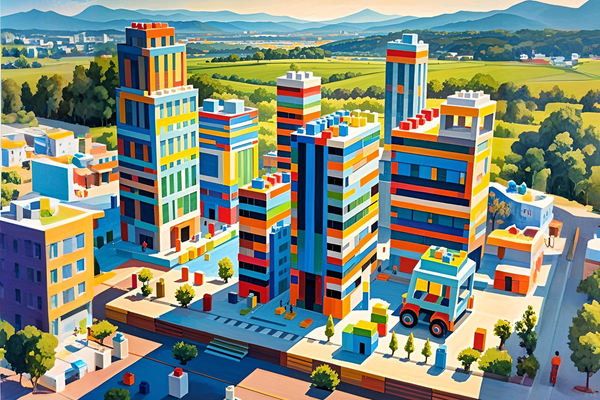 Paint by Numbers：Block Color City DIY Build Your Happy Urban Dream with Bright Colors and Unique Block Shapes DIY Art