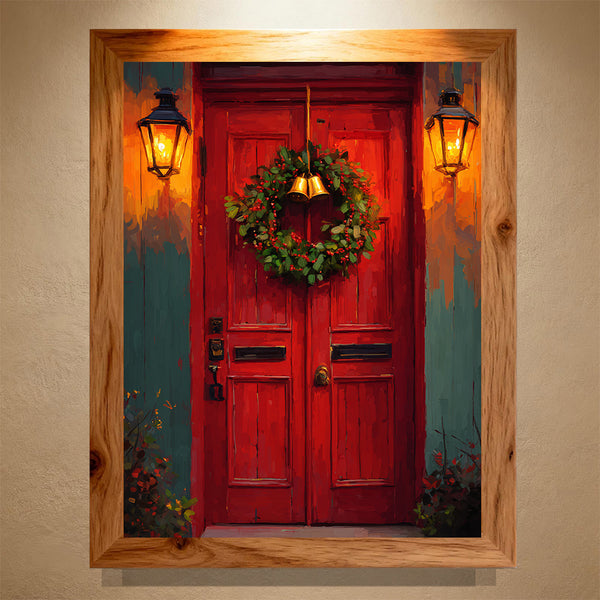 Bright red wooden door Paint by Numbers  | PaintEasy