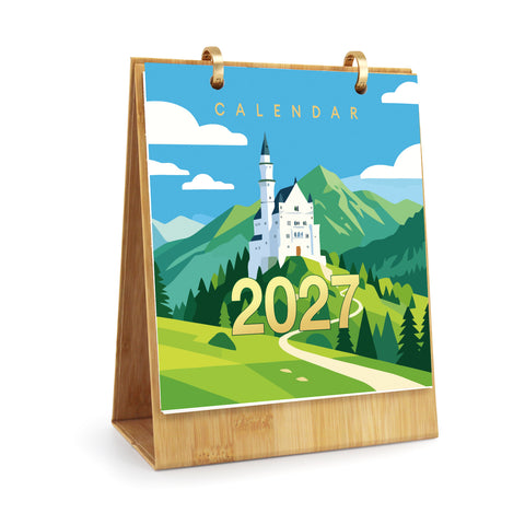 2027 Famous Landmarks Paint by Numbers Desk Calendar For Beginners with 12 monthly city artworks featuring Eiffel Tower, Statue of Liberty, Sagrada Familia, Pisa and Big Ben