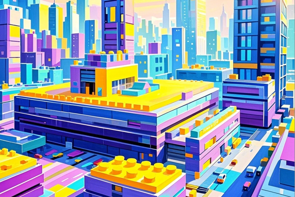 Paint by Numbers：Candy Metropolis Dream Future Built with Blocks, Depict a Future City Full of Fairy Tale Colors with Sweet Candy Tones DIY