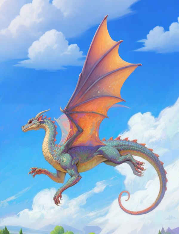 Paint by Numbers：Capturing the Flight of the Colorful Dragon and the Magnificent Scenery of the Sky DIY Painting