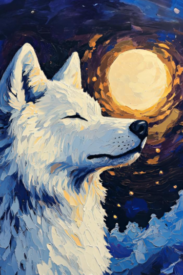 Diamond Painting：Moonlit Serenity of the Arctic Wolf