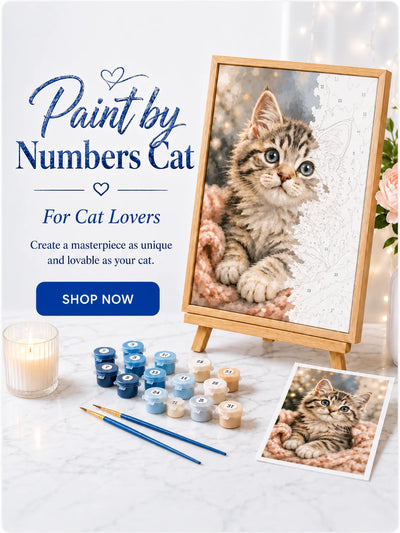 Cat portrait paint-by-numbers kit for cat lovers