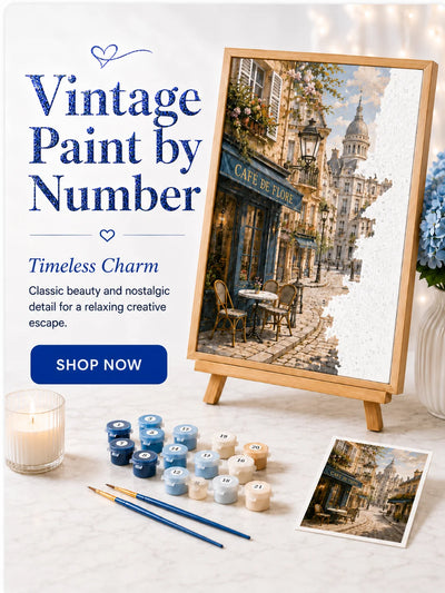 Vintage European street paint-by-numbers kit