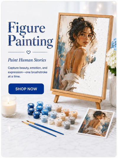 Figure painting kit featuring a seated woman portrait