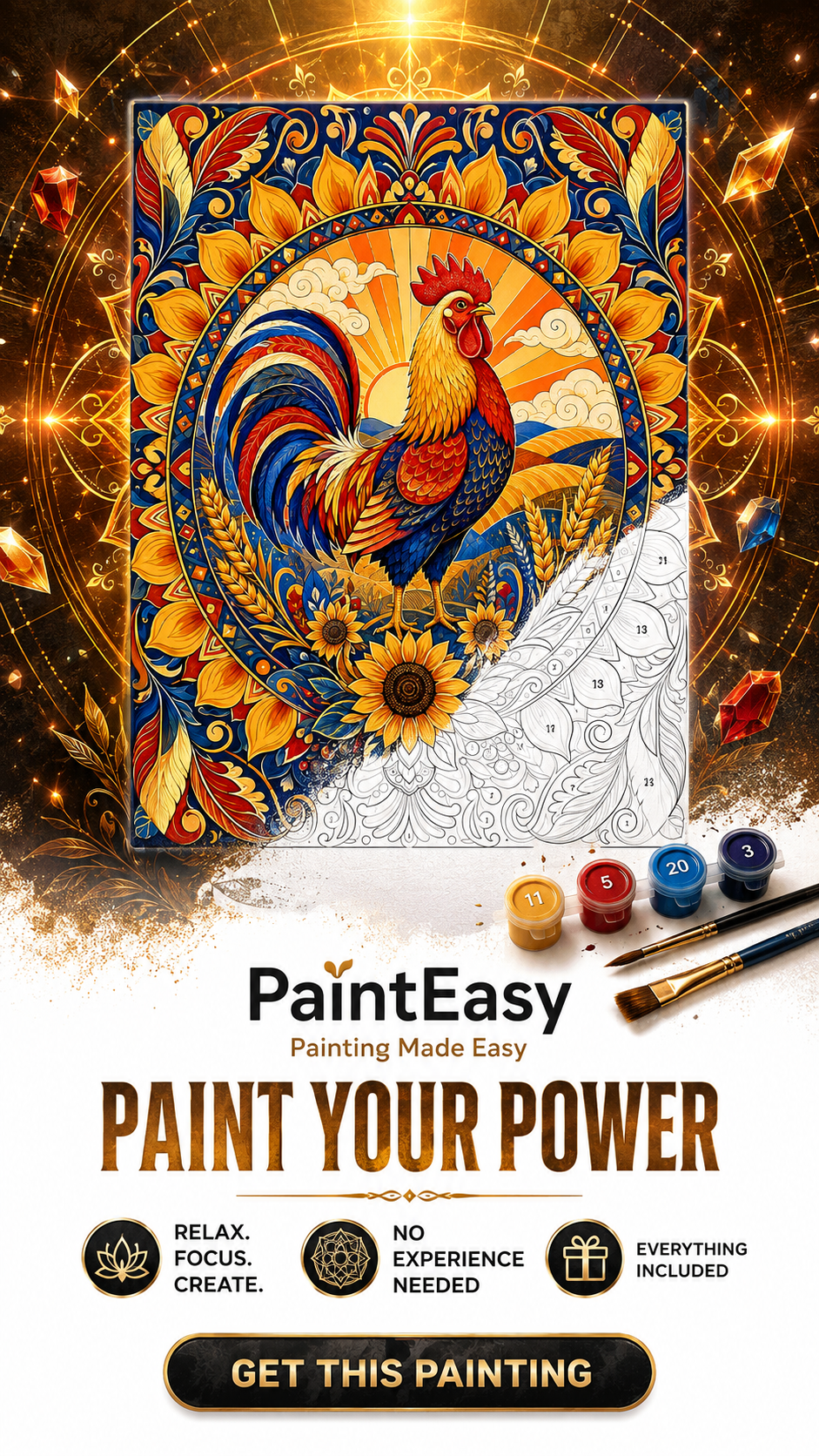 Fiery phoenix paint-by-numbers kit