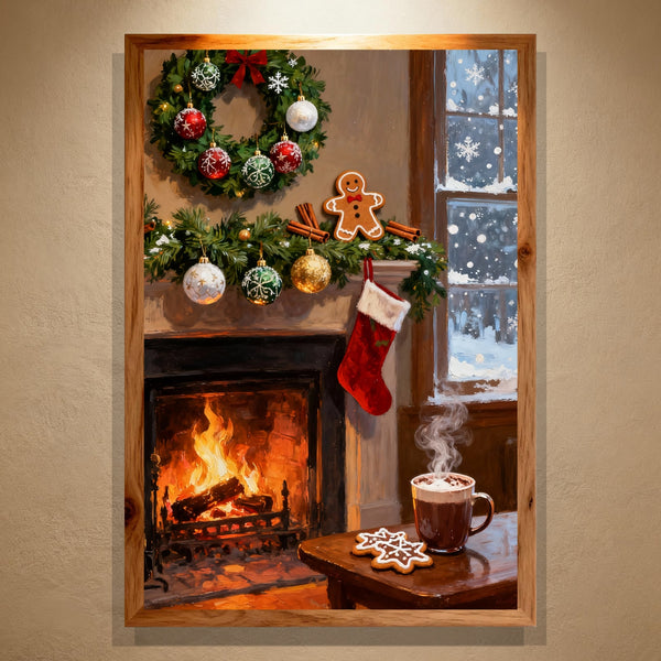 Paint by Numbers：Christmas Fireplace with a Stocking