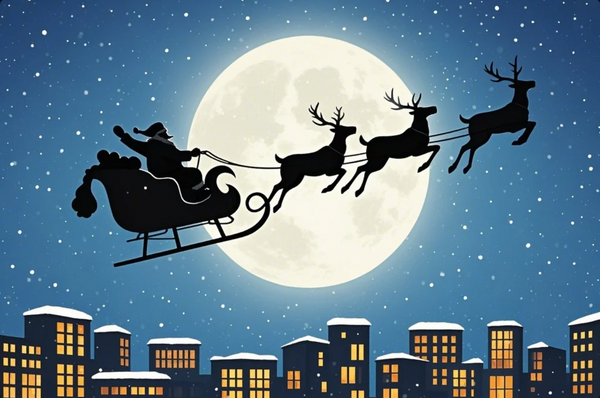 Paint by Numbers：Christmas Flight Moonlight Blessings, Santa Claus Riding Reindeer Across a Peaceful Night Sky DIY Paint by Numbers Kit