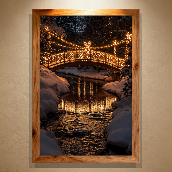 Christmas Glow Paint by Numbers | Winter Bridge of Lights over Snowy Stream | PaintEasy
