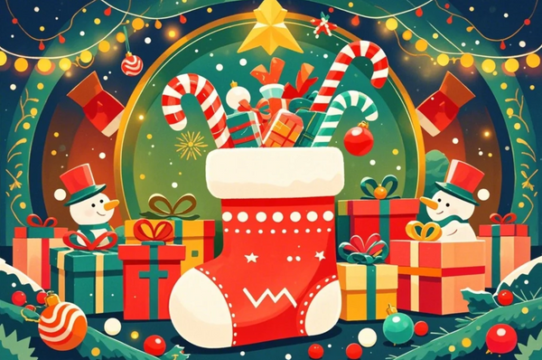 Paint by Numbers：Christmas Overflow Gift Sock Surprise, a Christmas Stocking Filled with Holiday Presents and Colorful Gift Boxes DIY Paint by Numbers Kit