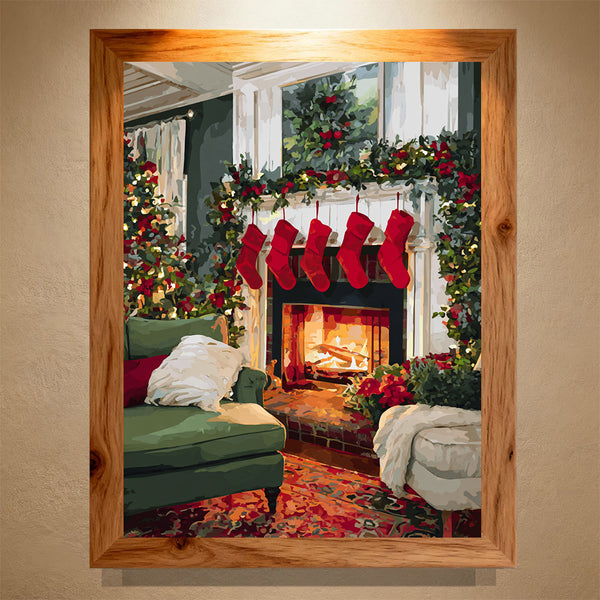 Cozy Christmas Hearth Paint by Numbers  | PaintEasy