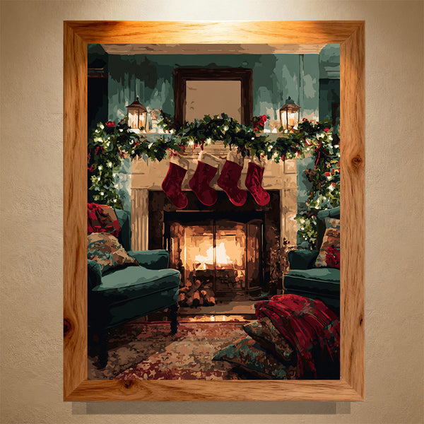 Cozy Christmas living room Paint by Numbers  | PaintEasy