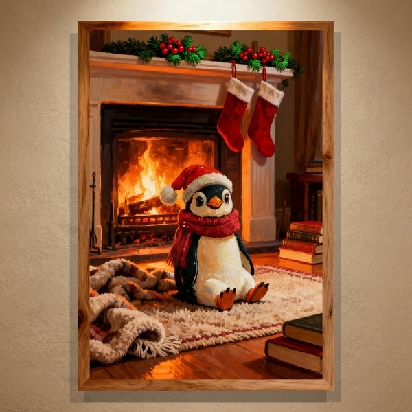 Paint by Numbers：Cozy Penguin by the Fireplace