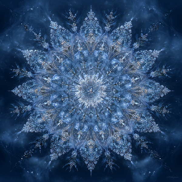 Crystal Lotus Mandala Paint by Numbers | Blue & Silver Water Element Mindful Art for Calm & Balance