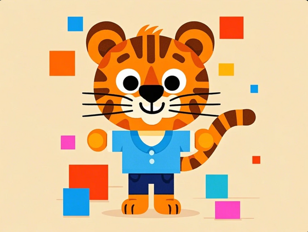 Paint by Numbers：Cute Trendy Style's Color Paradise Blue Cub and Its Energetic Block World, Unleash Your Artistic Nature DIY Kit